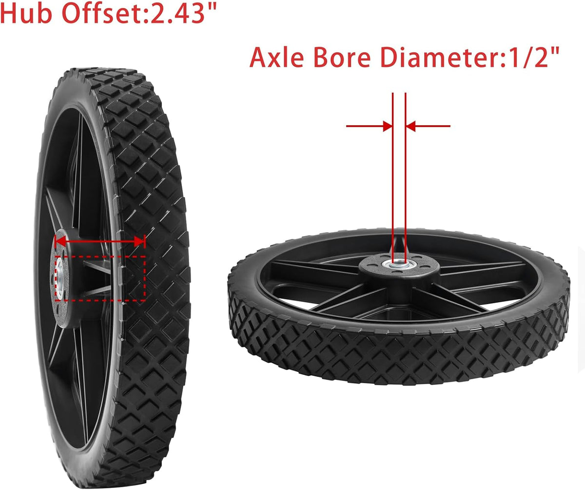 Parts Camp 12" Lawn Mower Wheels Kits 12 x 1.75'' Spoked Plastic Wheel and Tire For Push Mower