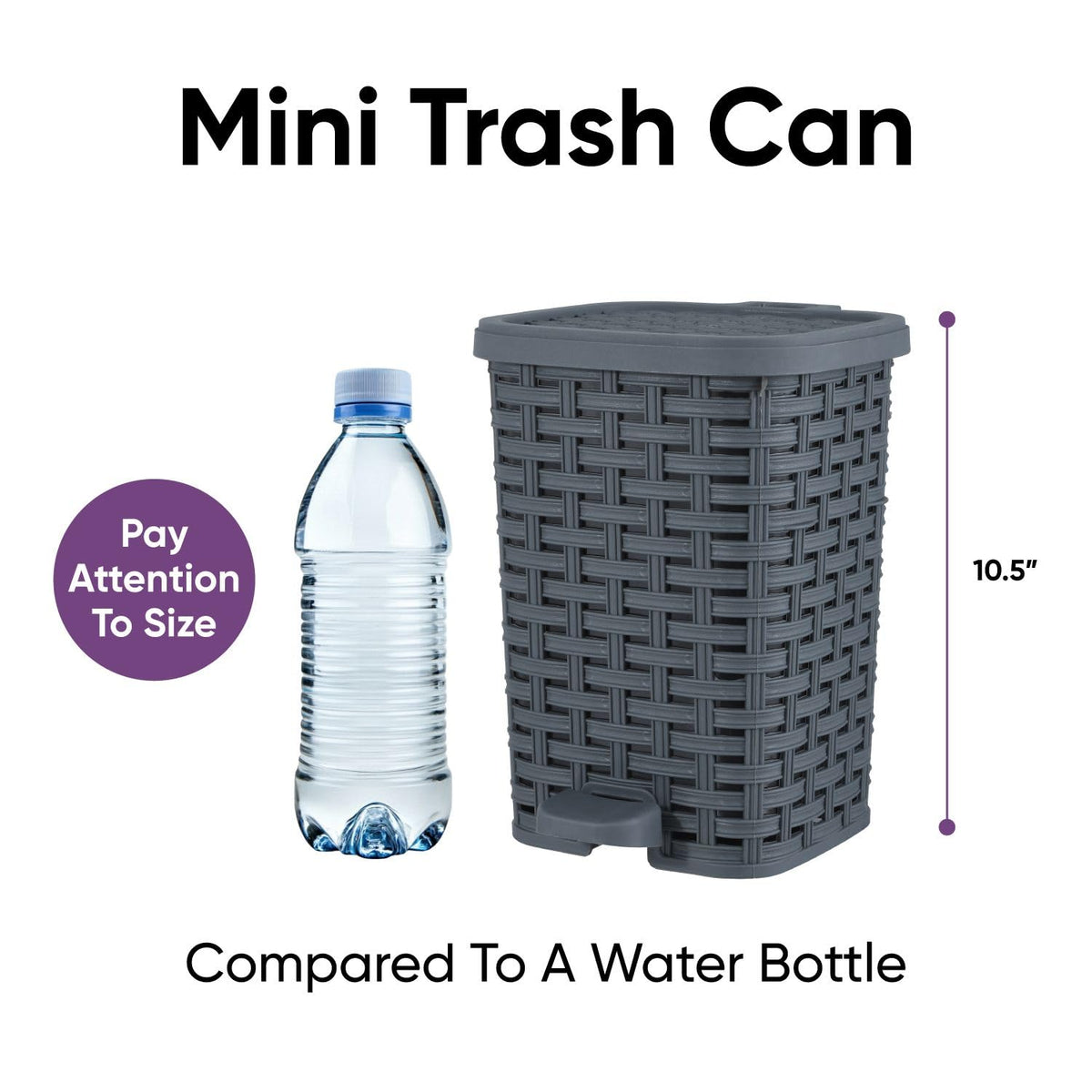 Superio Mini Trash Can with Foot Pedal Small Outdoor Garbage Can with Lid, 1.5 Gallon Plastic Waste