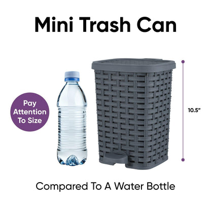 Superio Mini Trash Can with Foot Pedal Small Outdoor Garbage Can with Lid, 1.5 Gallon Plastic Waste