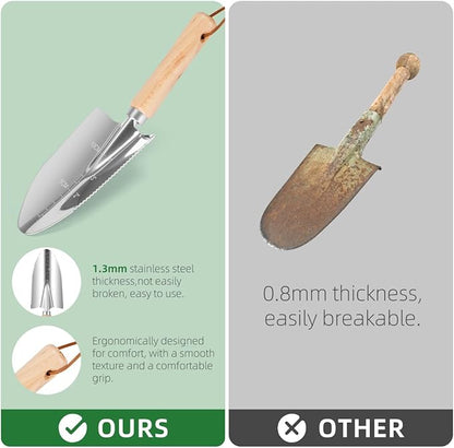 9-Piece Premium Gardening Tool Set for Women - Heavy Duty Stainless Steel Rust-Proof Tools with