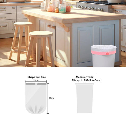 8 Gallon Trash Bags Drawstring, Pack of 40, 8 gal Garbage Bags, 55x65cm Size, 8.4g/pcs, Unscented