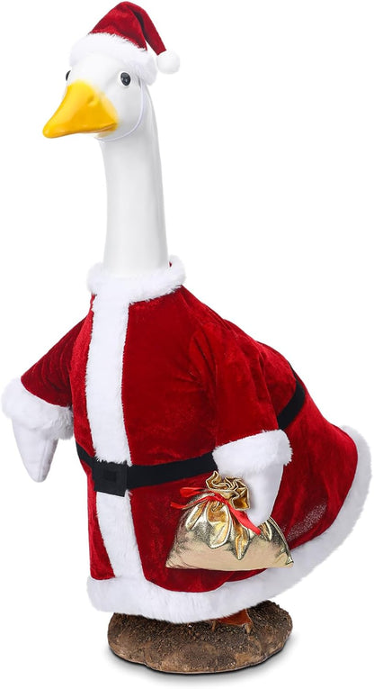 Christmas Santa Claus Goose Outfit Dresses Clothes for 23" High Cement or Plastic Christmas Goose