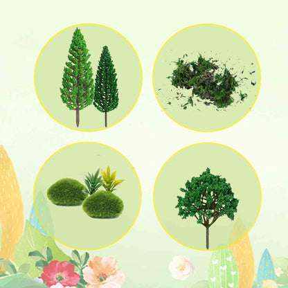 30 Pieces Model Trees Mixed 1.7-6 inch Fake Miniature Trees and Artificial Moss Rocks Diorama