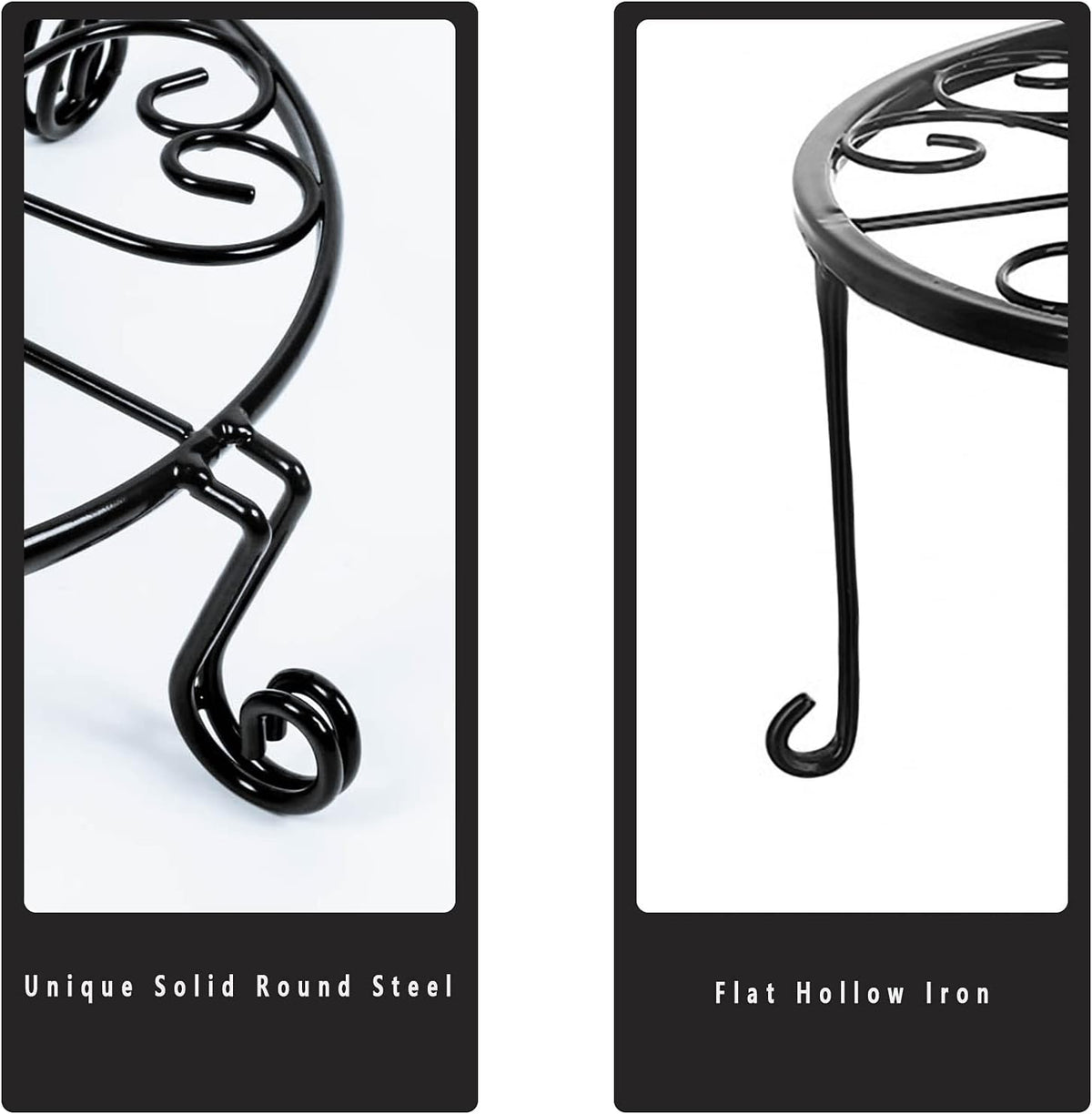 1 pack 10"-12" Metal Plant Stand Outdoor, for Flower Pot Heavy Duty Potted Holder Round Wrought