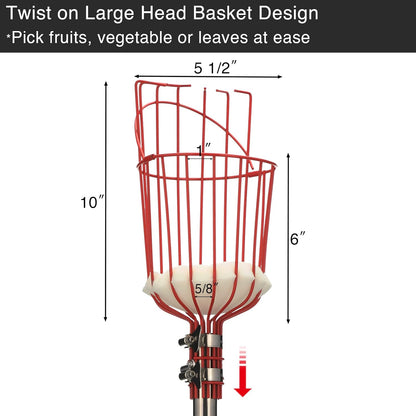DonSail Pomelo Fruit Picker Pole Tool with Basket Telescoping Long Handle, 35-95 Inch Adjustable