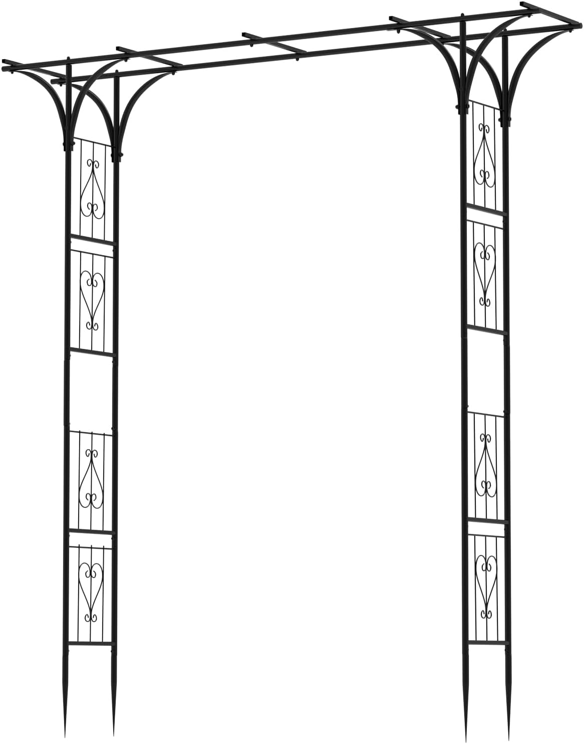 OUSHENG 7FT Garden Arch Arbor, Steel Frame Stand Trellis for Climbing Plants, Outdoor Archway Gate