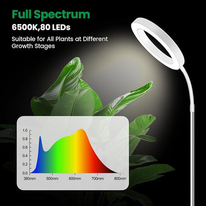 Garpsen Plant Light, 80 LEDs Full Spectrum Grow Lights for Indoor Plants with 360° Gooseneck