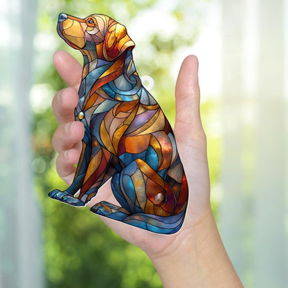 Acrylic Stained Glass Style Dog Ornament – Labrador Retriever Window Hanging Suncatcher, Pet