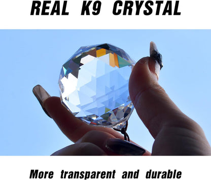 2PCS 4cm Clear Ball Crystal Sun Catcher Prisms, STINO Hanging Suncatchers with Glass Prism, Rainbow