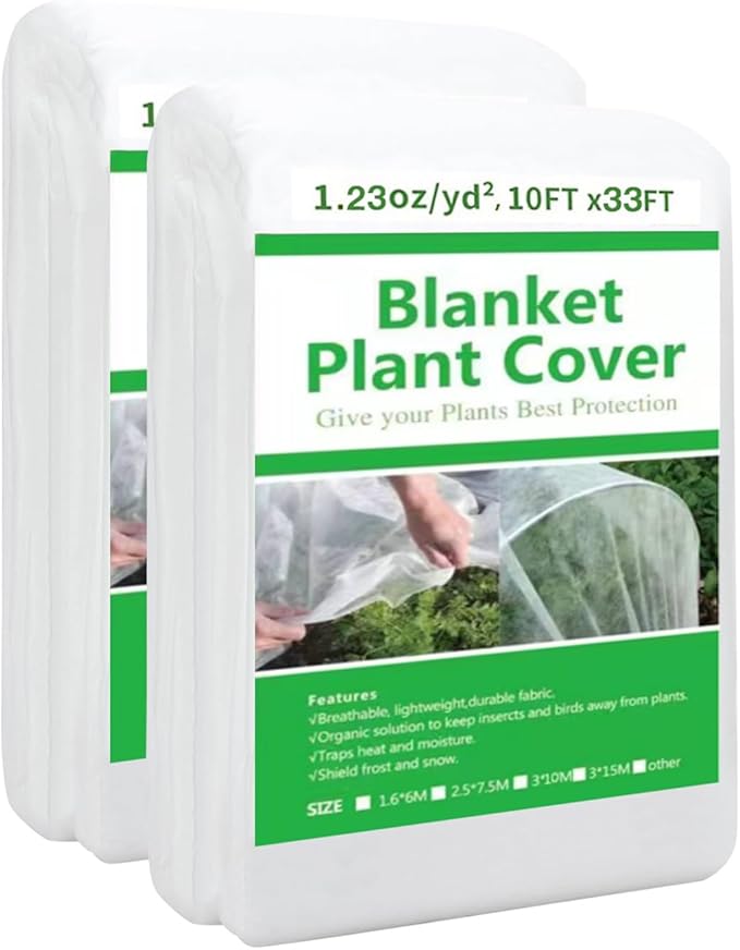 2 Pack Plant Covers Freeze Protection,10ft x 33ft Frost Cloth Plant Cover Blanket for Outdoor