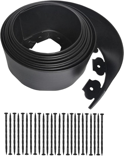 Landscape Edging Kit,20FT Plastic Garden Edging with 25 Stakes,4.5 Inch Tall Lawn Edging for