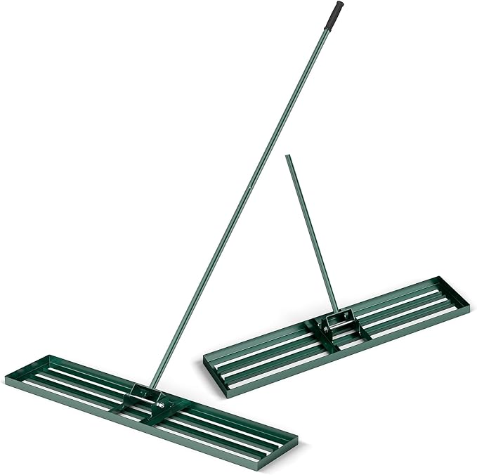Goplus Lawn Leveling Rake, 46" x 10" Heavy Duty Level Lawn Tool w/ Ergonomic Handle for Soil