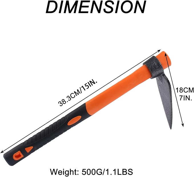 Single Head Sharp Hoe with Heavy Duty Forged Adze and Ergonomic Non-Slip Handle for Loosening Soil