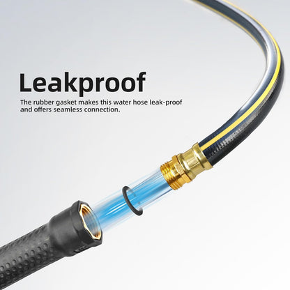Solution4Patio Long Black Garden Hose 5/8 in. x 50 ft. -Kink Free, No Leaking, Male/Female Fittings