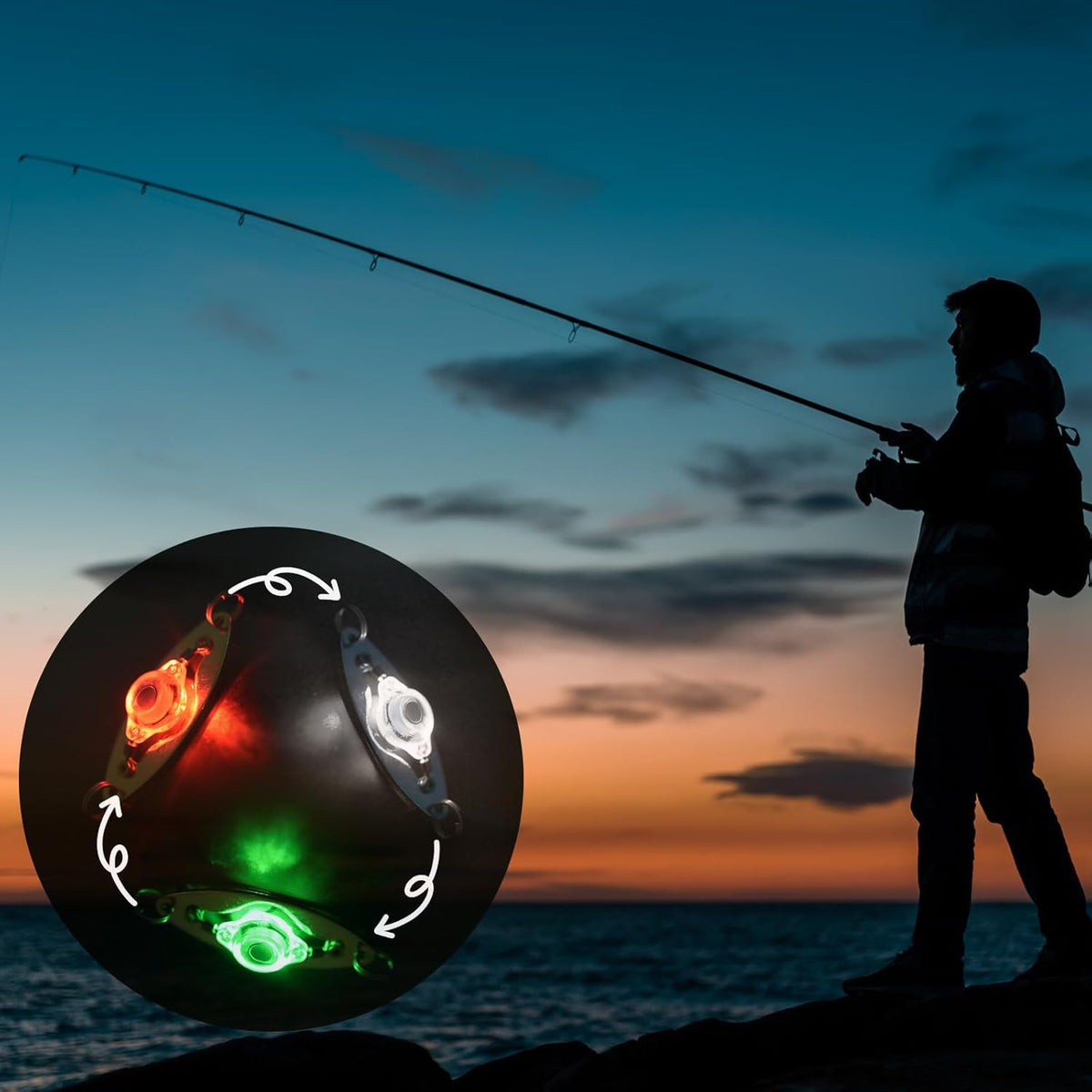 LED Underwater Fishing Lures，LED Lighted Bait Flasher，Deep Drop Fishing Lures，Fish Eye Attractive