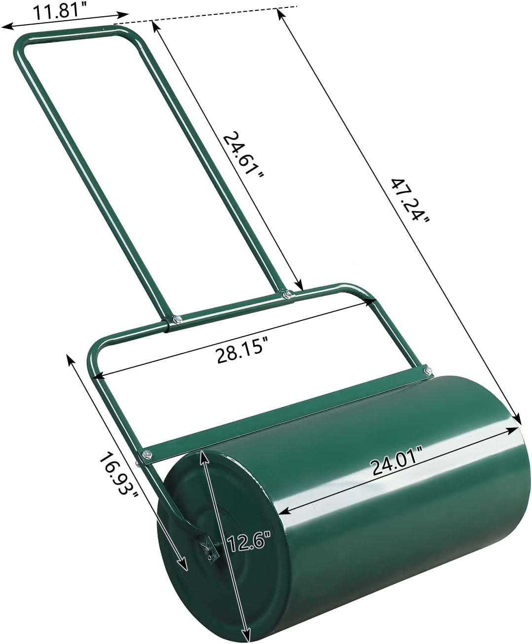 Outvita Lawn Roller, 13 Gallons Water and Sand Filled Garden Drum Roller with U Shaped Handle Tow