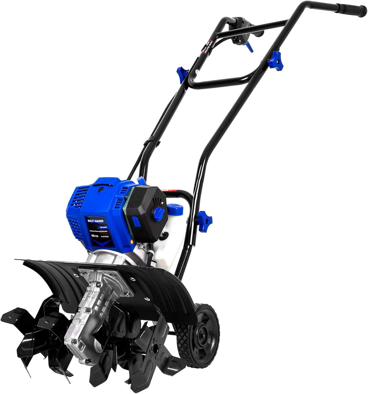 BILT HARD 46cc 4-Cycle 1.9HP Gas Powered Tiller Cultivator - 16" Heavy-Duty Steel Tines Rototiller