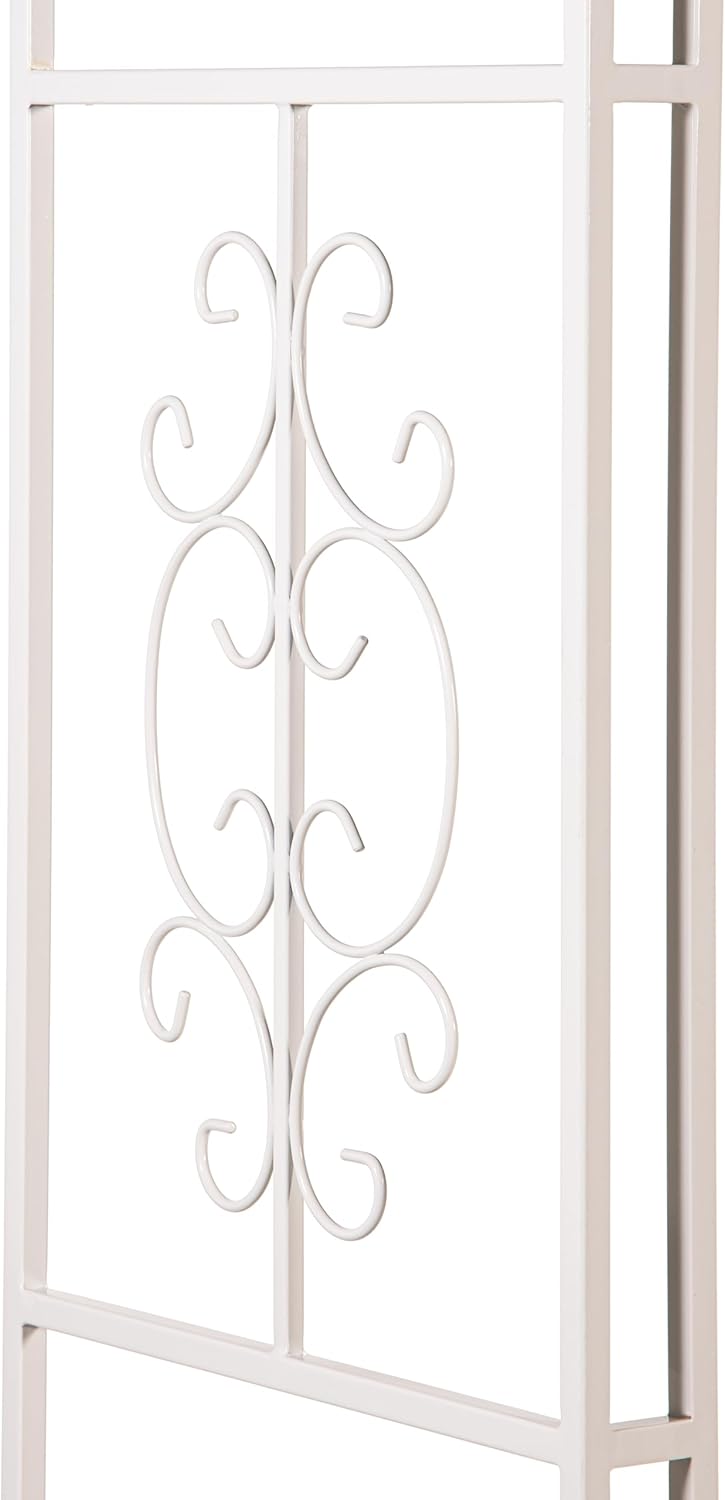 Evergreen Plow & Hearth Montebello White Garden Arbor - 7 Feet Tall | Slim Metal Arch with Iron