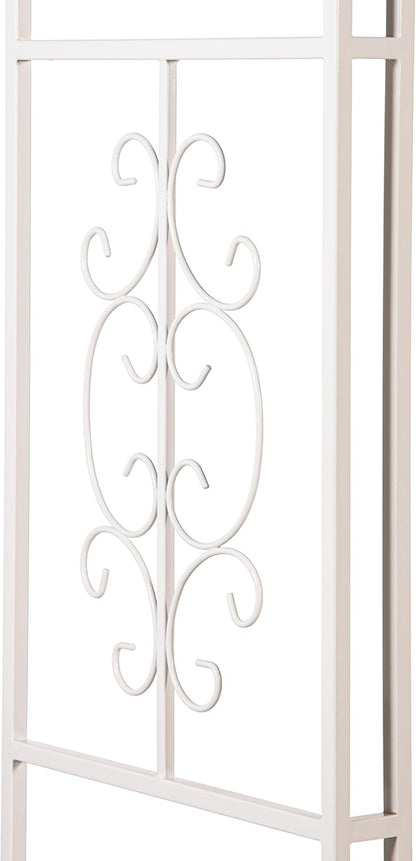 Evergreen Plow & Hearth Montebello White Garden Arbor - 7 Feet Tall | Slim Metal Arch with Iron