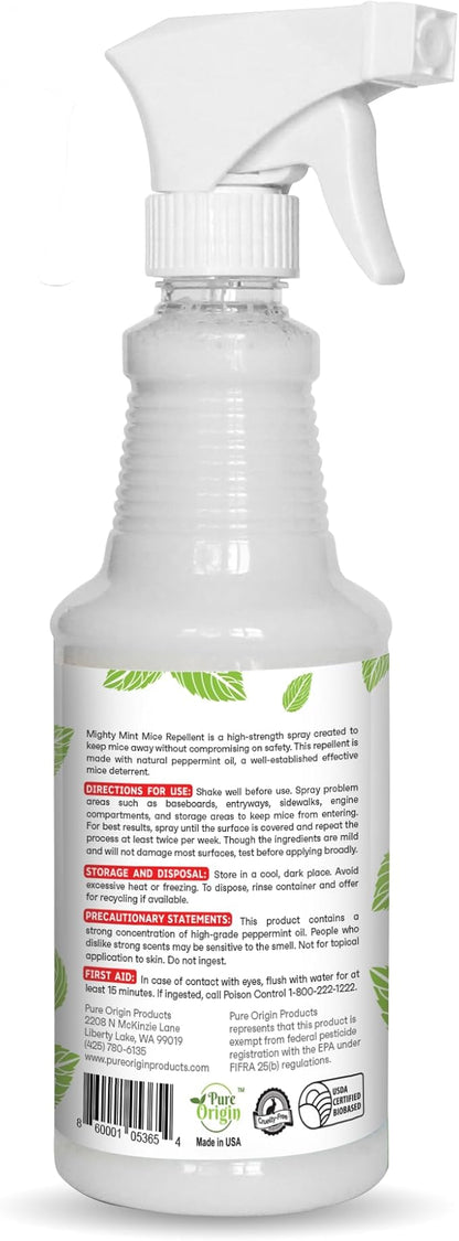 Mighty Mint Peppermint Oil Mouse Repellent Spray – Natural Indoor & Outdoor Control for Mice and