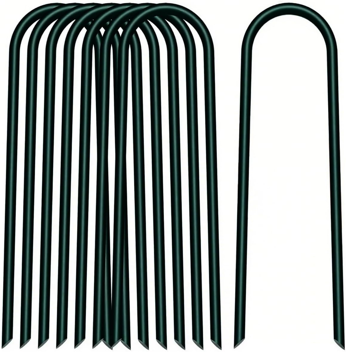 8 inch 20 Pack U Shape Green Garden Stakes,11 Gauge Garden Pins,U-Shaped Tent Stakes,Galvanized