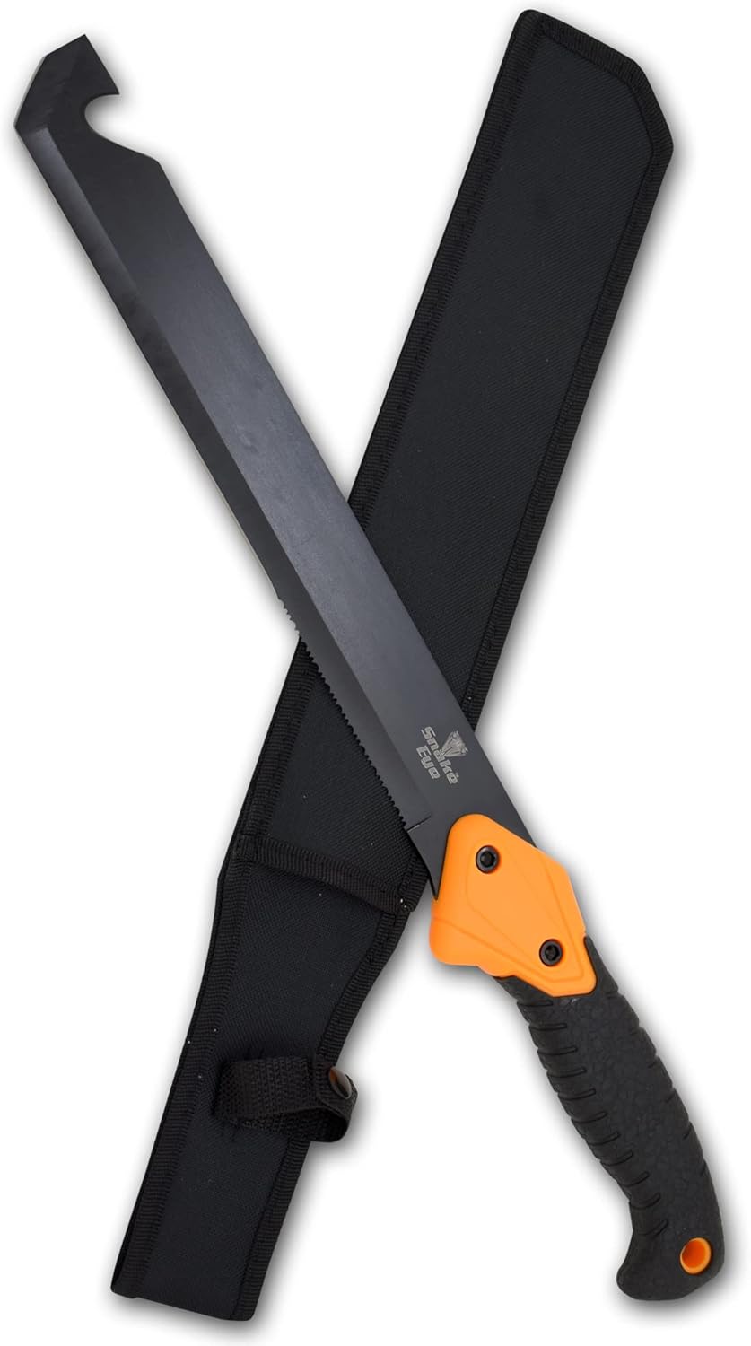 Snake Eye Machete with Heavy Duty Construction-Ergonomic Non-Slip Handle and Belt Sheath for