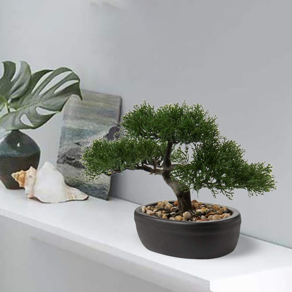 Artificial Bonsai Tree Juniper Faux Plants Indoor Small Fake Plants Decor with Ceramic Pots for