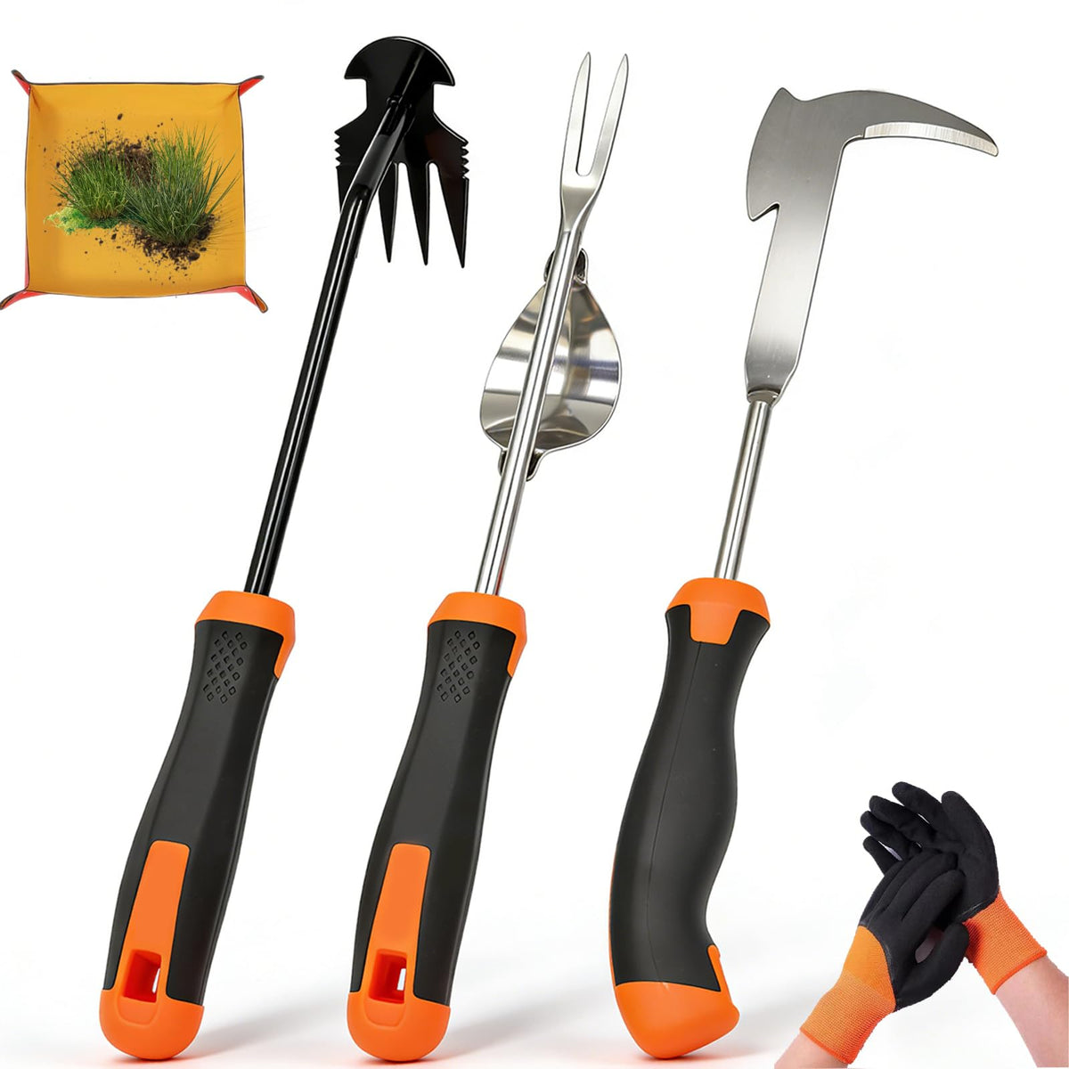 5 Pack Weed Puller Tool, Stainless Steel Manual Hand Weeding Tool Set for Weed Removal, V-Shaped