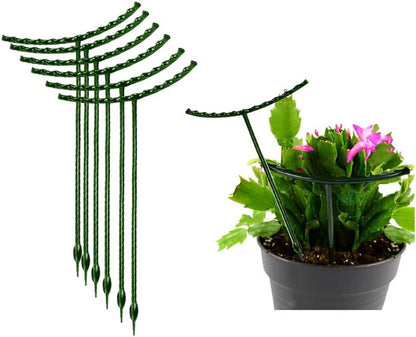 Belit 8 Pack Small Plant Support Plant Stakes, Garden Flowers Green Plant Support Ring, Planter