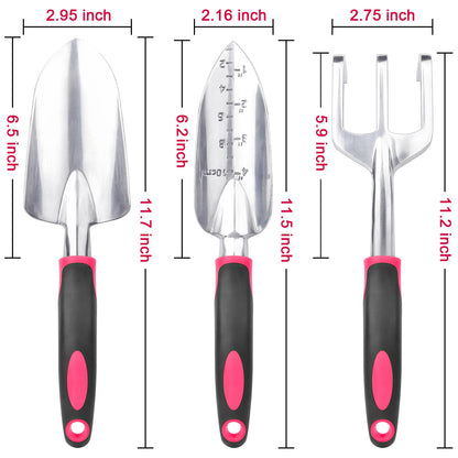 Garden Tools Set, 3 Pack Heavy Duty Gardening Tools Set Include Garden Shovel, Transplant Trowel