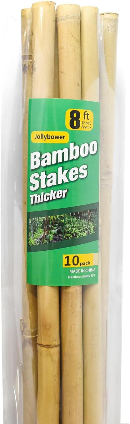 10pcs 1" D Thicker Heavy Duty Bamboo Stakes, 8FT Plant Stakes, Natural Garden Stakes for Tomato