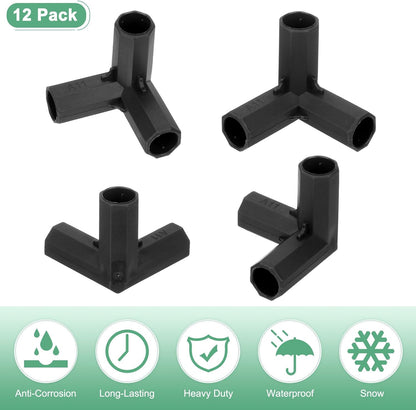 12 Pcs 11mm Greenhouse Frame Building Connectors, 3 Way Right Angle Pipe Fitting for Grape