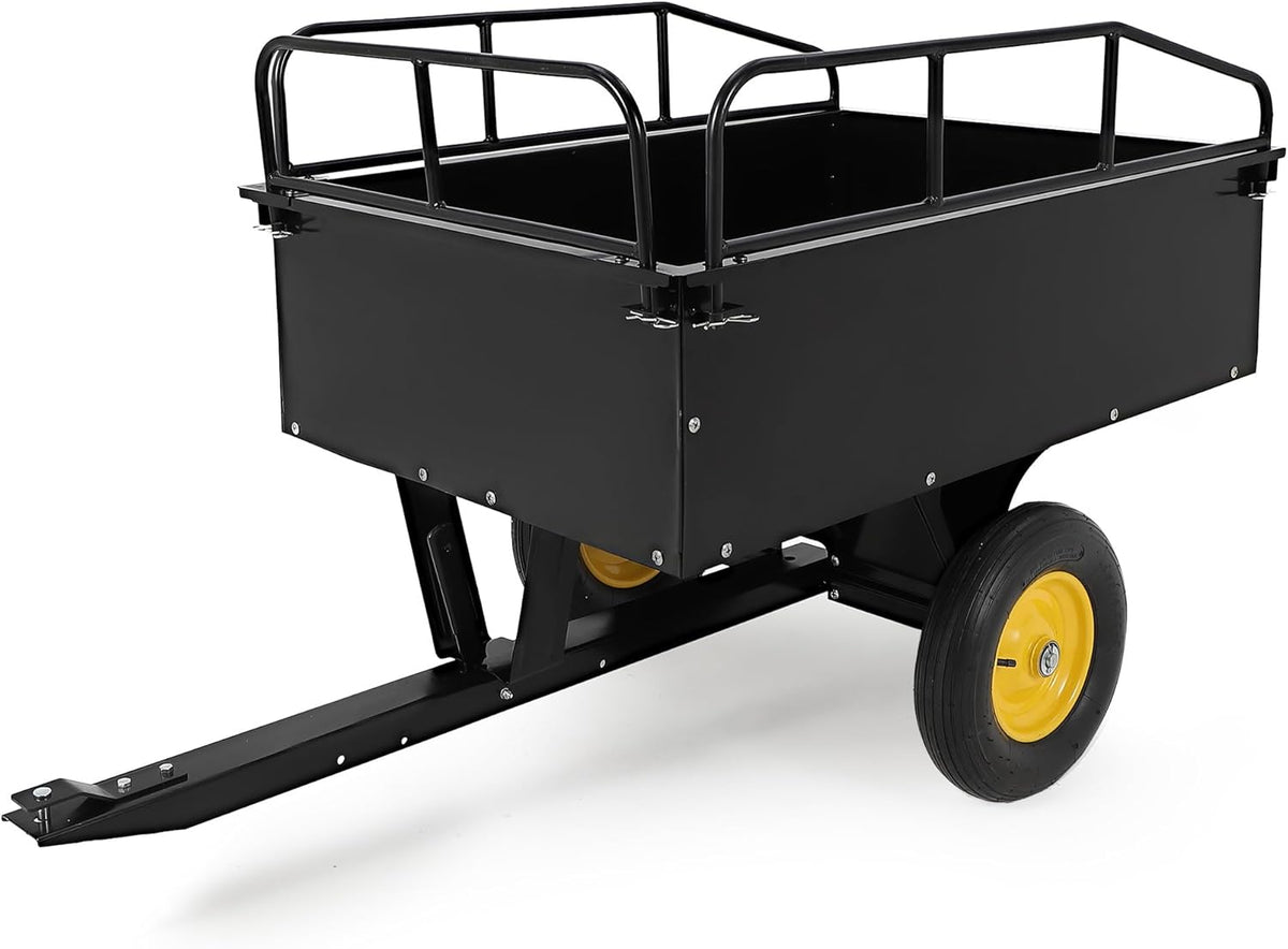 GAOMON 500LB Heavy Duty Tow Behind ATV Trailer Steel Dump Cart - 10-Cubic Feet Capacity - Garden