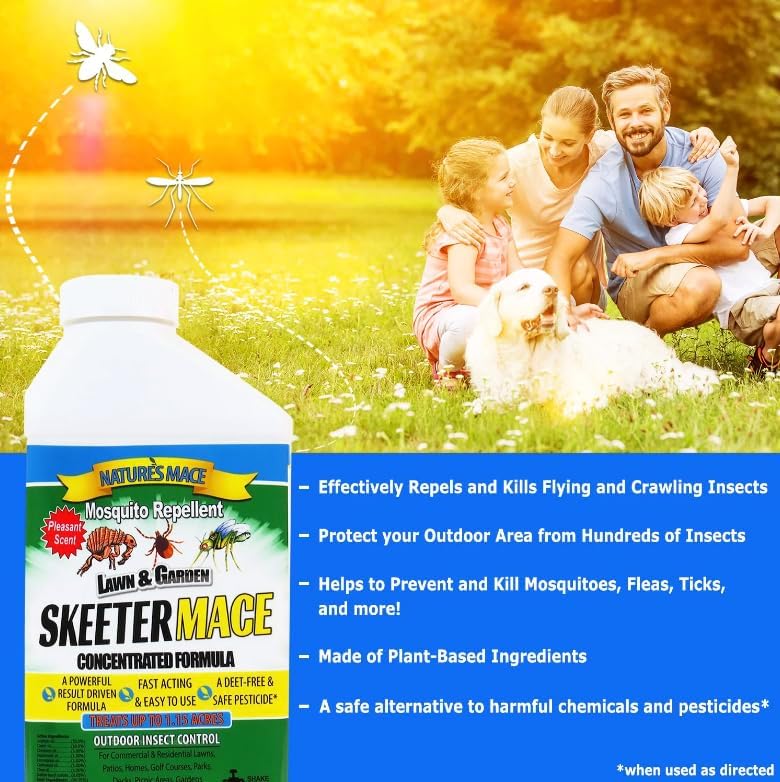 Nature’s MACE Outdoor Pest Repellent Spray – Kills & Repels Multiple Insect Types – Treats Lawns