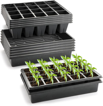 2.5 inch Square Pots 3.5 inch Deep 20 Cell Seedling Trays with Water Collection Nursery Trays