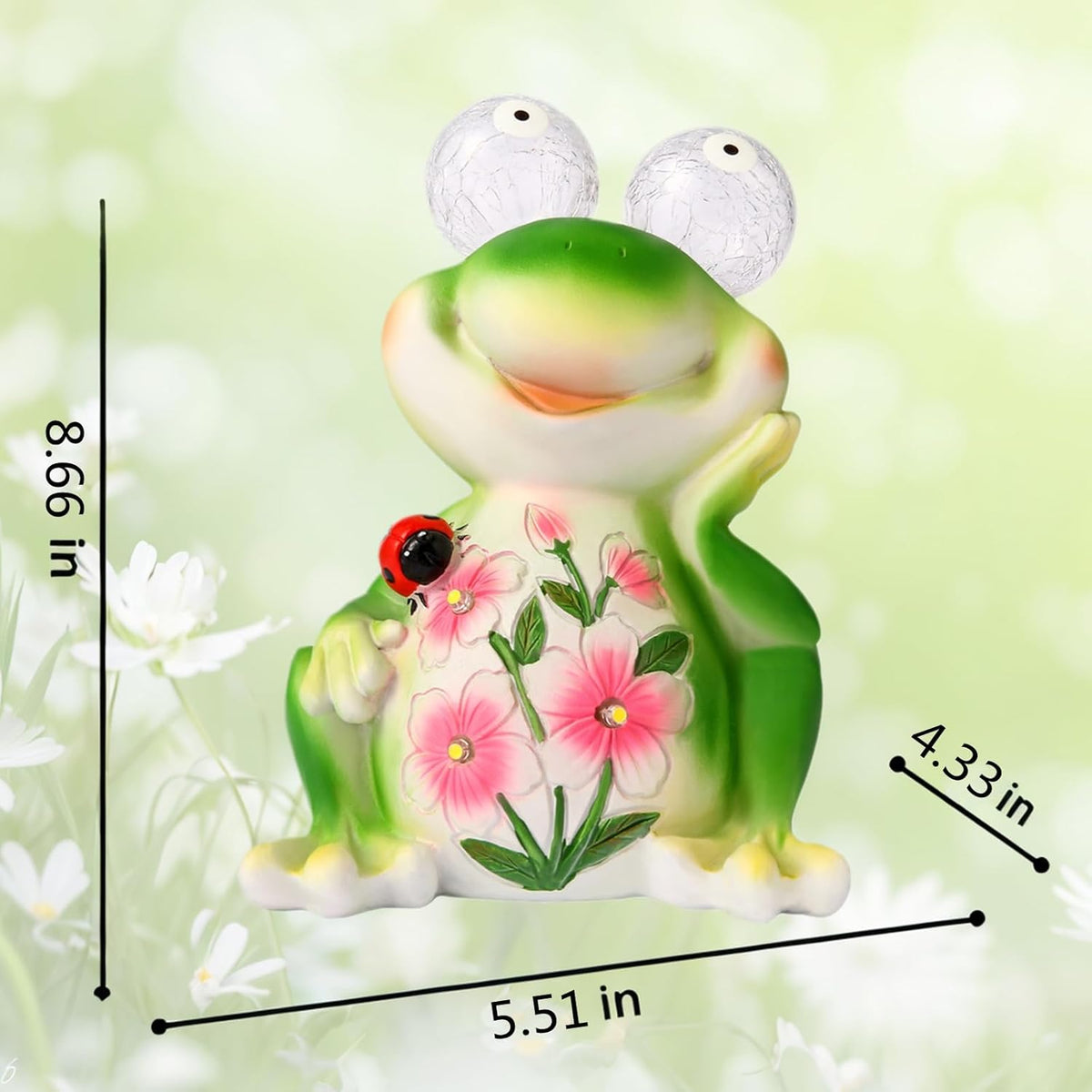 ASTRAEUS Solar Frog Statue Garden Light Figurine Outdoor Decor with 5 LED Lights Lawn Decor Statue