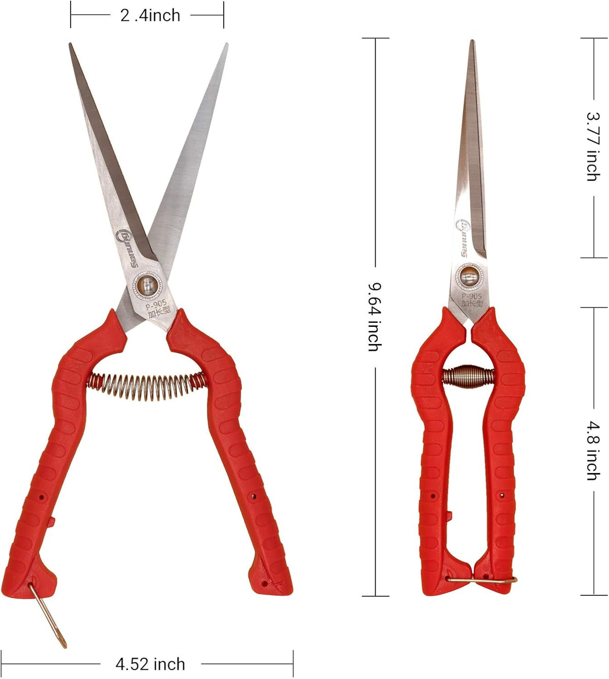 Sanung 2 PACK Multifunctional Thin Fruit Scissors, P-905 Garden Pruner Shears Cutters with
