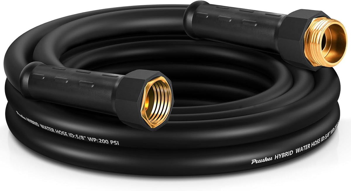 Short Garden Hose 10ft x 5/8", NON-EXPANDABLE Heavy Duty Premium Flexible Water Hose, No Kink