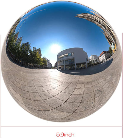 Nerien Gazing Ball, 6 Inch Stainless Steel Garden Mirror Globe, Polished Ornament Sphere, Hollow