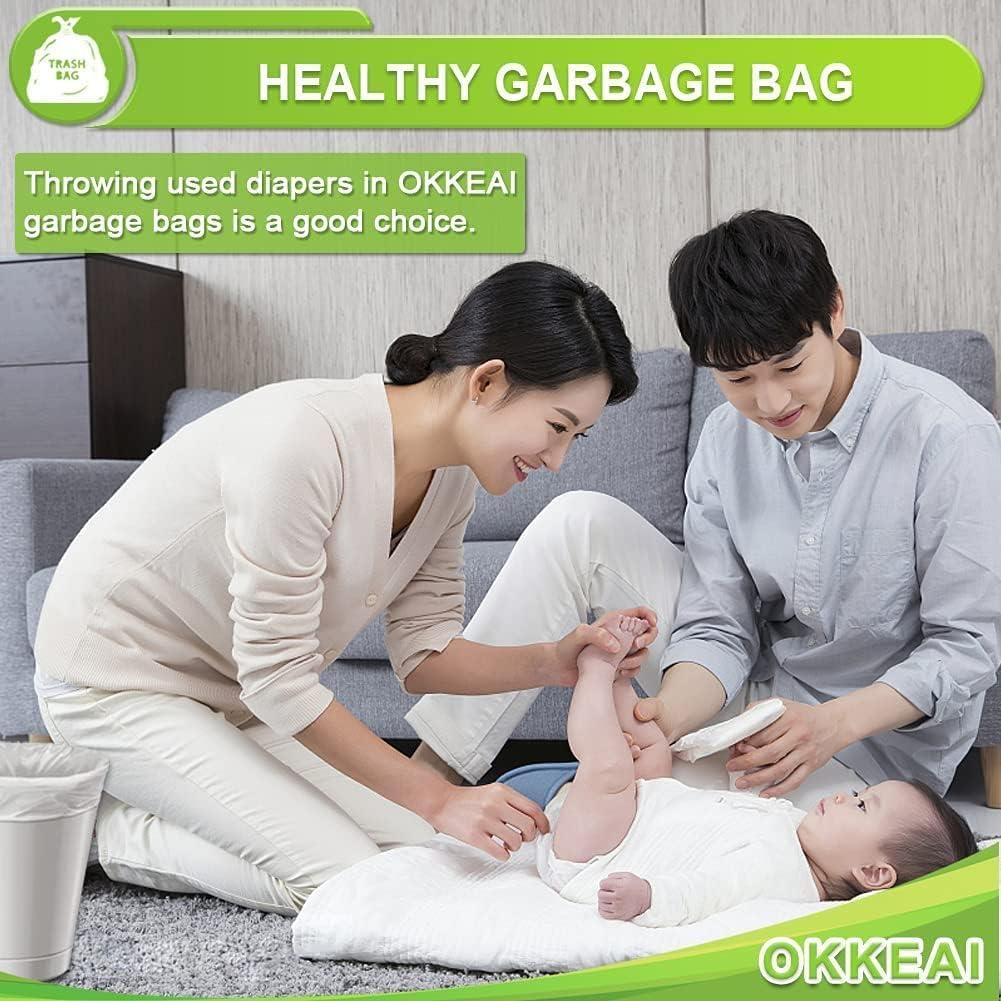 OKKEAI 4-5 Gallon Trash Bags Small Garbage Bags Bathroom Trash Can Bags150 Counts Wastebasket