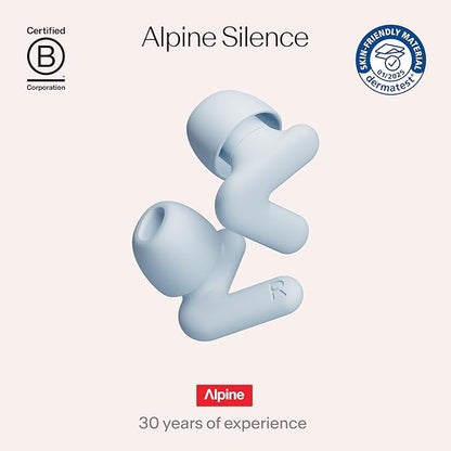 Alpine Silence Earplugs for Sleep, Focus & Travel - V-Shape Snug Fit & Soft Oval Tips – 4 Sizes