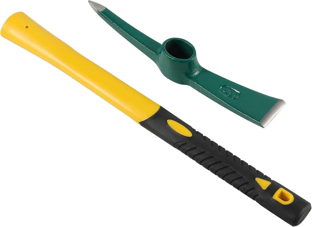 KEILEOHO 15 Inches Pick Mattock Hoe, Forged Weeding Garden Pick Axe with Rubber Handle, Weeding
