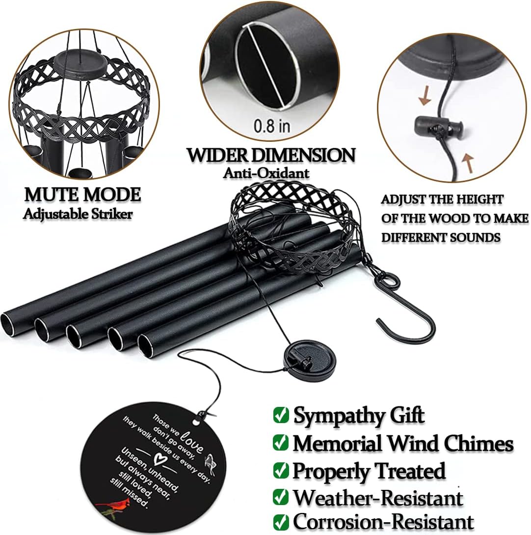 Cardinal Wind Chimes for Loss of Loved One, Memorial Gifts for Loss of Father Mother, 30Inch