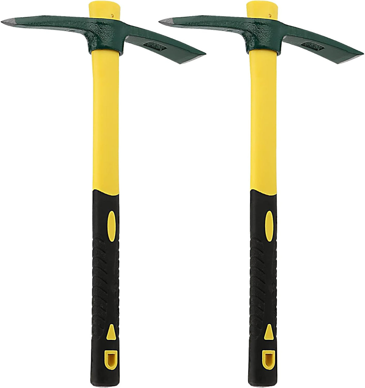 KEILEOHO 2 PCS 15 Inches Pick Mattock Hoe, Forged Weeding Garden Pick Axe with Fiberglass Handle