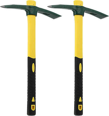 KEILEOHO 2 PCS 15 Inches Pick Mattock Hoe, Forged Weeding Garden Pick Axe with Fiberglass Handle