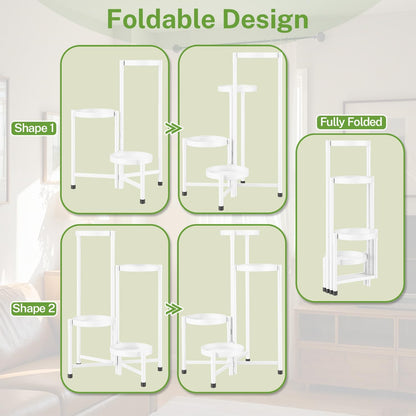 iDavosic.ly Plant Stand Indoor Outdoor, 4 Tier Corner Metal Flower Display Holder Shelf, Folding