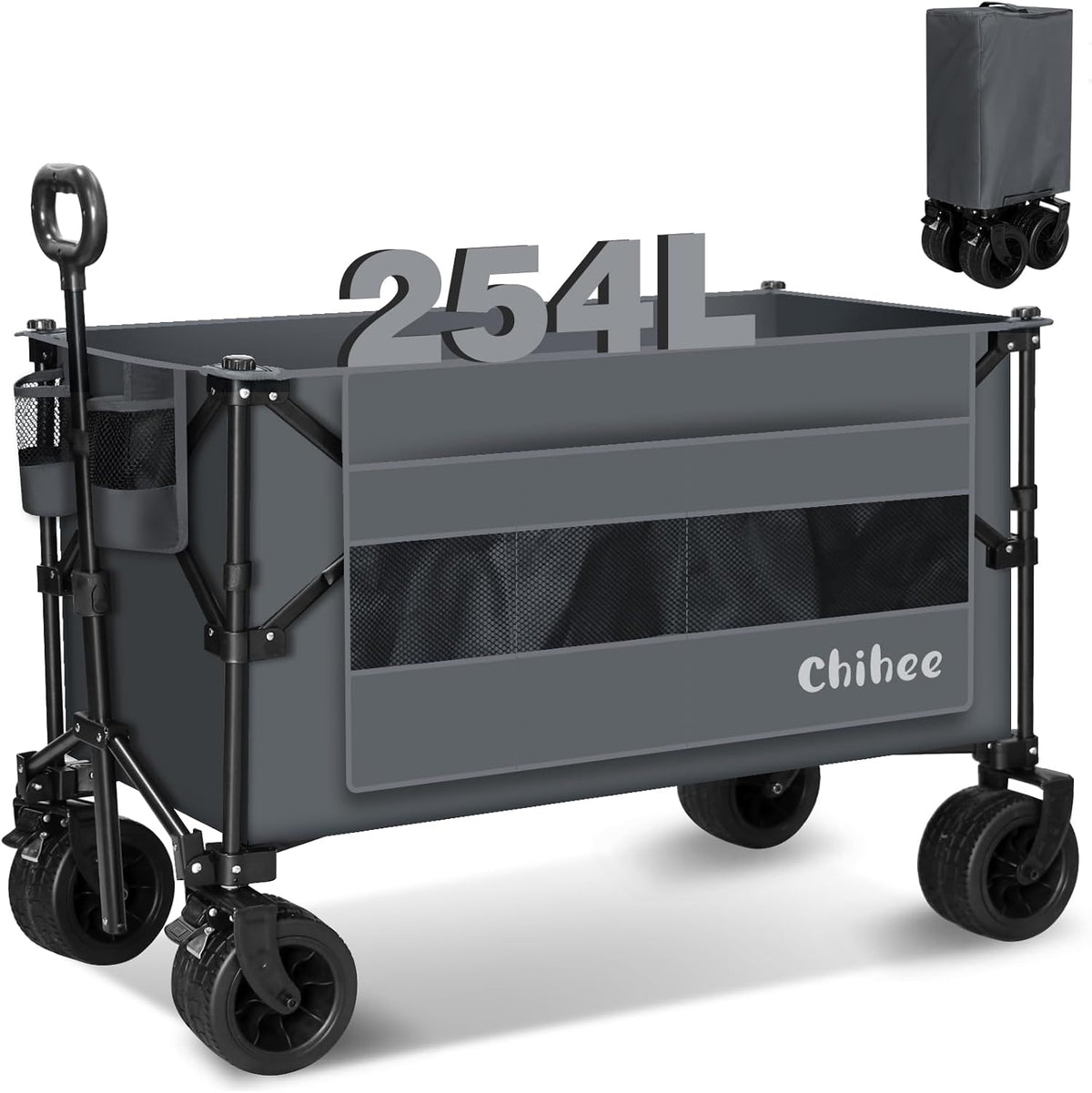 Chihee Garden Cart Collapsible Outdoor Utility Wagon Cart,Folding Beach Cart Oversized Capacity