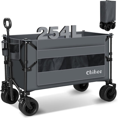 Chihee Garden Cart Collapsible Outdoor Utility Wagon Cart,Folding Beach Cart Oversized Capacity
