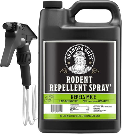 Grandpa Gus's Rodent Repellent Spray with Sprayer, Natural Peppermint & Cinnamon Oils Repel Mice
