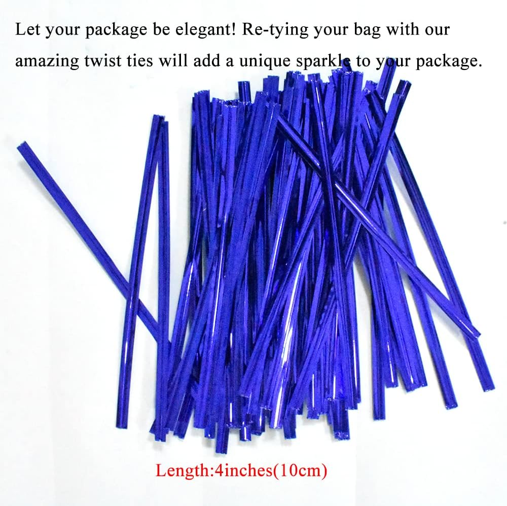 HAHIYO 300Pcs 4 inches Blue Metal Twist Ties Bread Candy Coffee Bag Ties Plant Garden Twist Ties